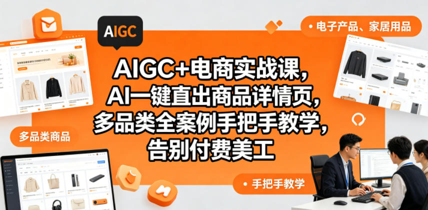 AIGC+电商实战课，AI一键直出商品详情页，多品类全案例手把手教学，告别付费美工(更新0704)-云途创业网