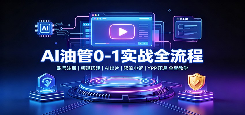 AI油管0-1实战:账号注册频道搭建,AI出片,限流申诉,YPP开通全套教学 AI油管0-1实战:账号注册频道搭建,AI出片,限流申诉,YPP开通全套教学