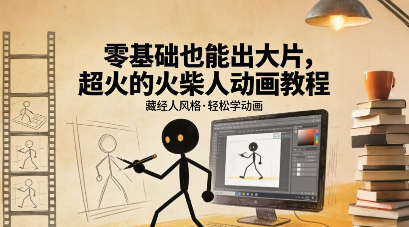 零基础也能出大片,超火的火柴人动画教程(藏经人风格)-云途创业网