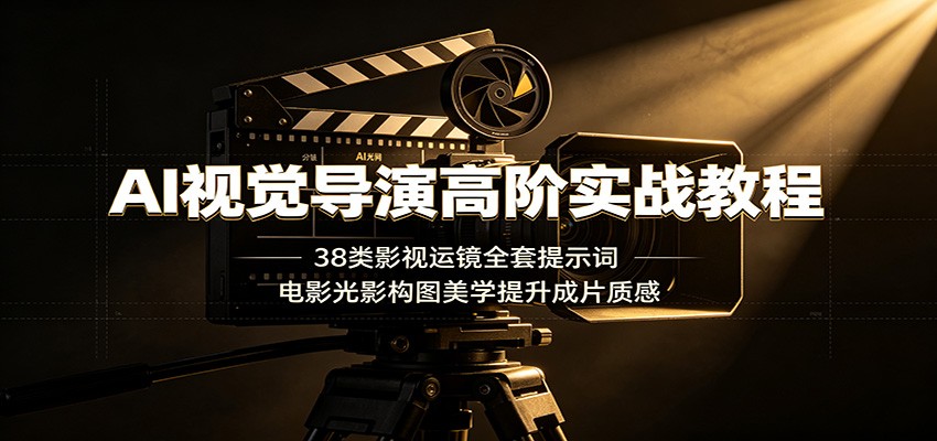 AI视觉导演高阶实战教程：38类影视运镜全套提示词，电影光影构图美学提升成片质感-云途创业网