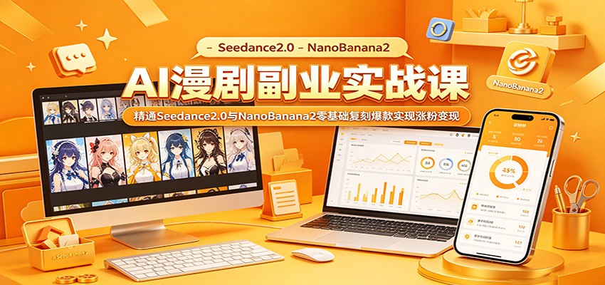 AI漫剧副业实战课:精通Seedance2.0与NanoBanana2零基础复刻爆款实现涨粉变现-云途创业网