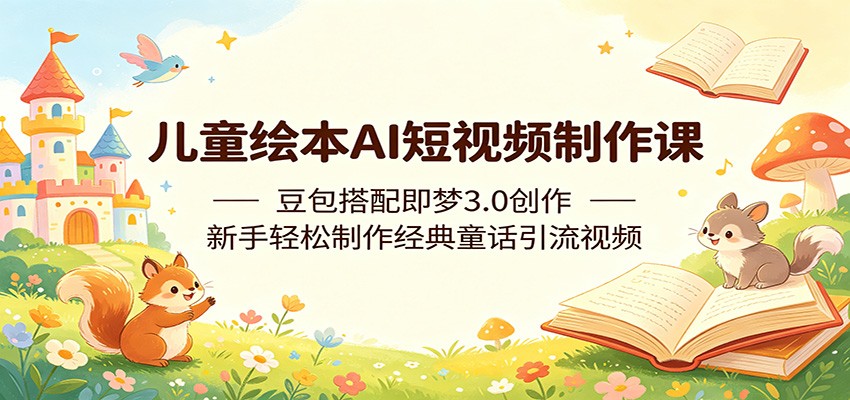 儿童绘本AI短视频制作课：豆包搭配即梦3.0创作，新手轻松制作经典童话引流视频-云途创业网