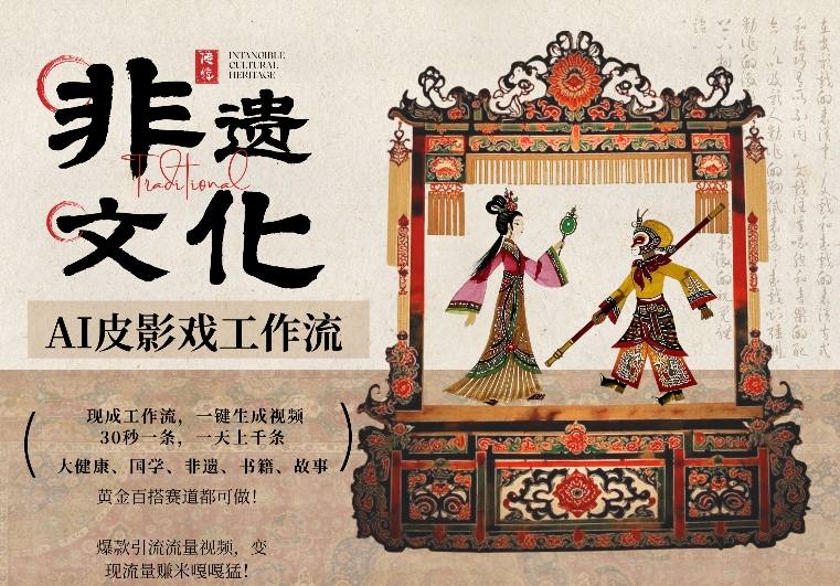 AI一键生成民俗文化非遗皮影戏视频，一刀不剪无需剪辑，30S一条，一天上百条，流量财富嘎嘎猛-云途创业网