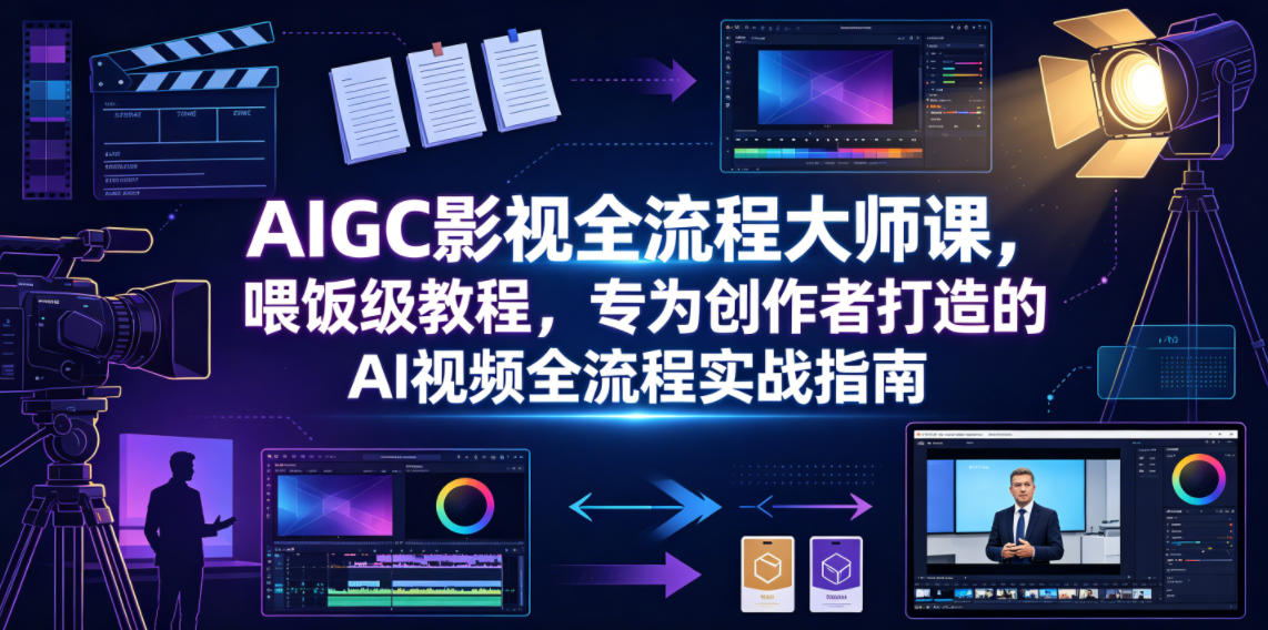 AIGC影视全流程大师课,喂饭级教程,专为创作者打造的AI视频全流程实战指南-云途创业网