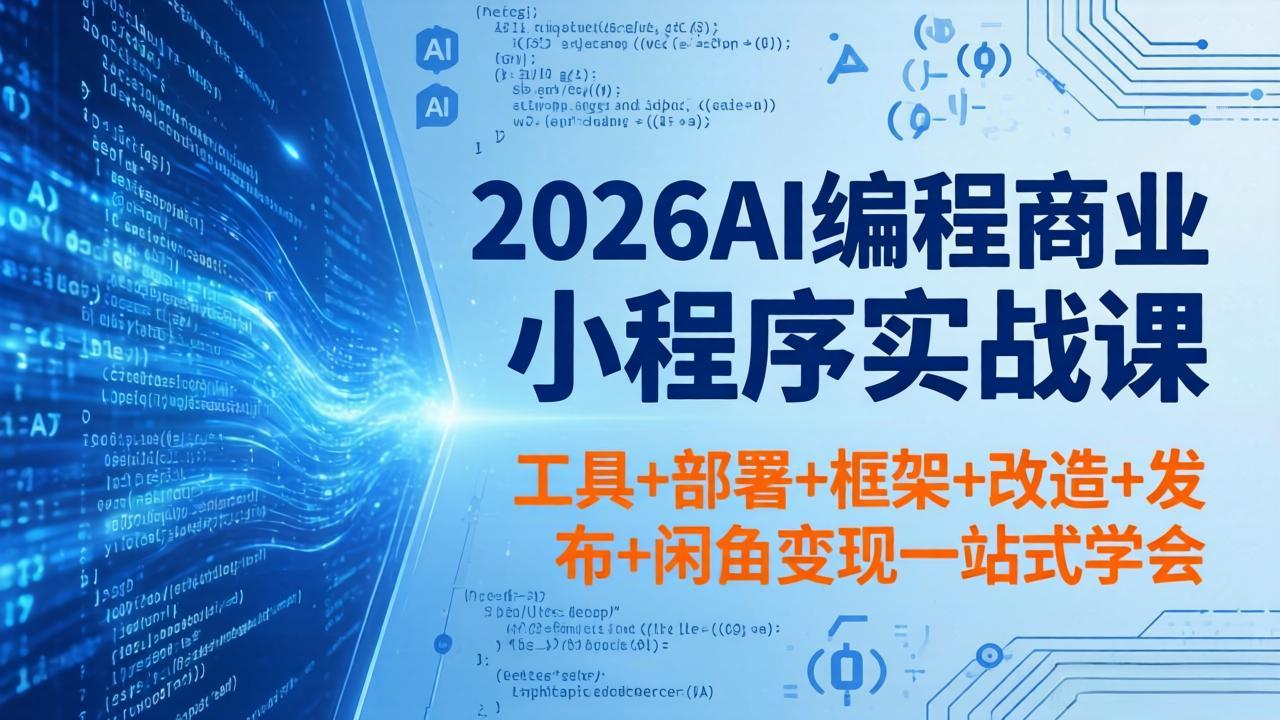 2026AI编程商业小程序实战课,工具+部署+框架+改造+发布+闲鱼变现一站式学会-云途创业网