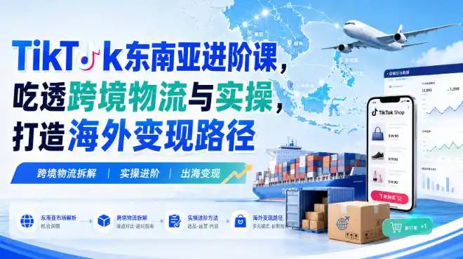 TikTok东南亚进阶课,吃透跨境物流与实操,打造海外变现路径-云途创业网
