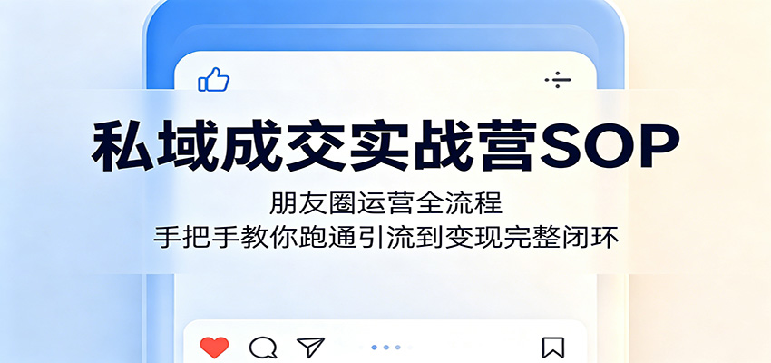 私域成交实战营SOP:朋友圈运营全流程,手把手教你跑通引流到变现完整闭环-云途创业网