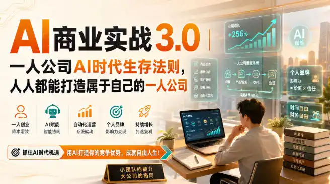AI商业实战3.0｜一人公司AI时代生存法则，人人都能打造属于自己的一人公司-云途创业网