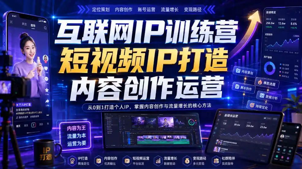 互联网IP训练营，短视频IP打造，内容创作运营-云途创业网