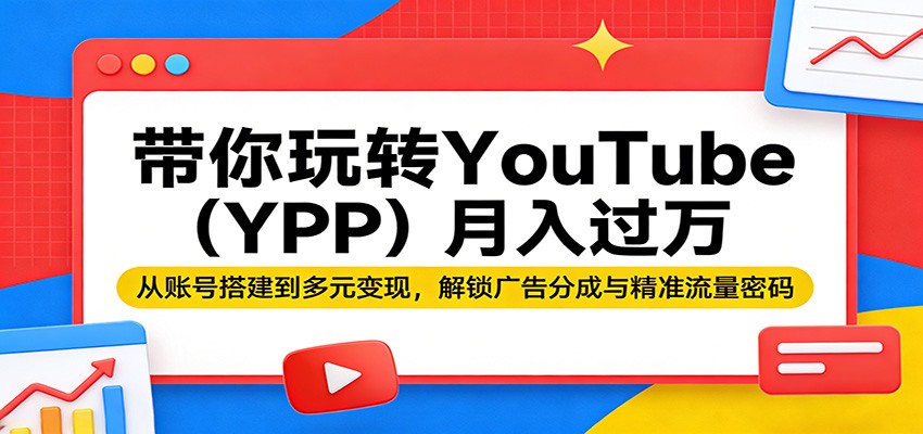 带你玩转YouTube(YPP)月入过万：从账号搭建到多元变现，解锁广告分成与精准流量密码-云途创业网