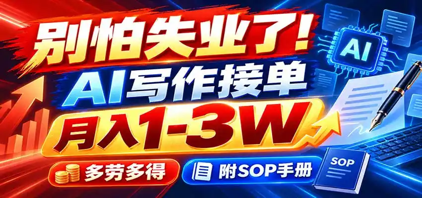 别怕失业了!AI写作接单月入1-3W,多劳多得,附SOP手册-云途创业网