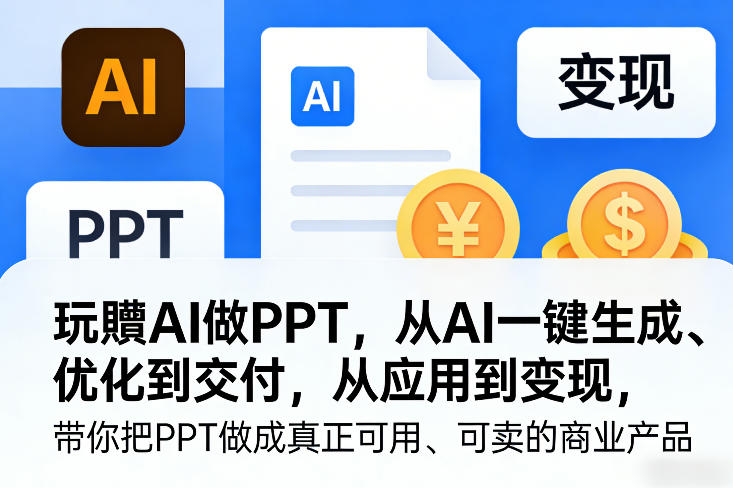 玩賺AI做PPT，从AI一键生成、优化到交付，从应用到变现，带你把PPT做成真正可用、可卖的商业产品(更新0401)-云途创业网