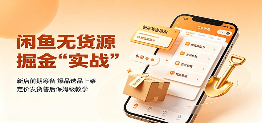 闲鱼无货源掘金实战：新店前期筹备，爆品选品上架，定价发货售后保姆级教学-云途创业网