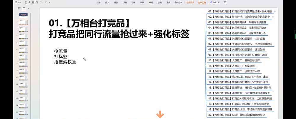 老火电商03期万相台截流课：竞品多渠道筛选｜多计划测试递增｜全站联动拉新收割全套实操教学-云途创业网
