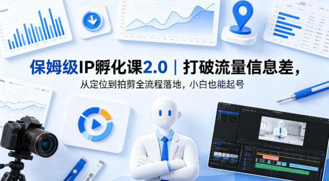 保姆级IP孵化课2.0｜打破流量信息差，从定位到拍剪全流程落地，小白也能起号-云途创业网