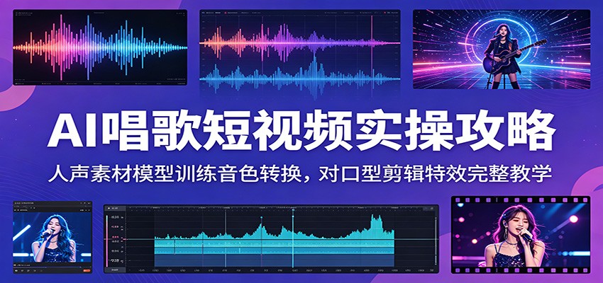AI唱歌短视频实操攻略:人声素材模型训练音色转换,对口型剪辑特效完整教学-云途创业网