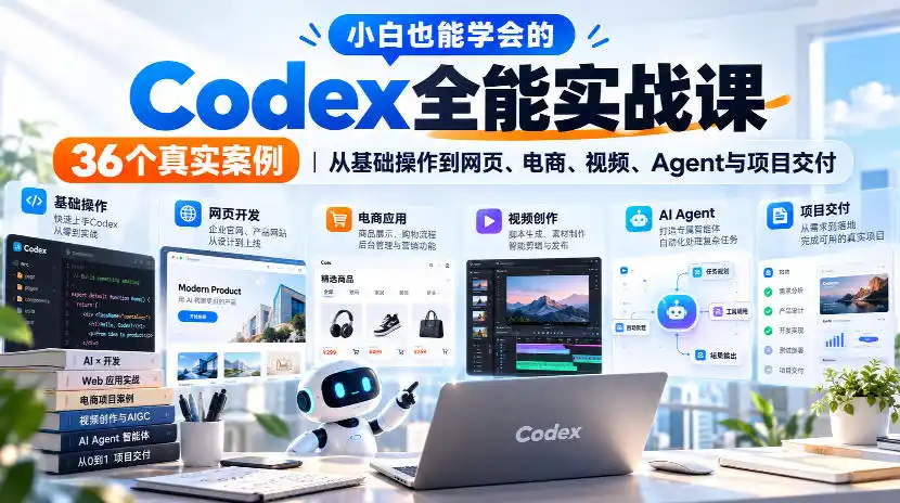 小白也能学会的Codex全能实战课|36个真实案例,从基础操作到网页、电商、视频、Agent与项目交付-云途创业网