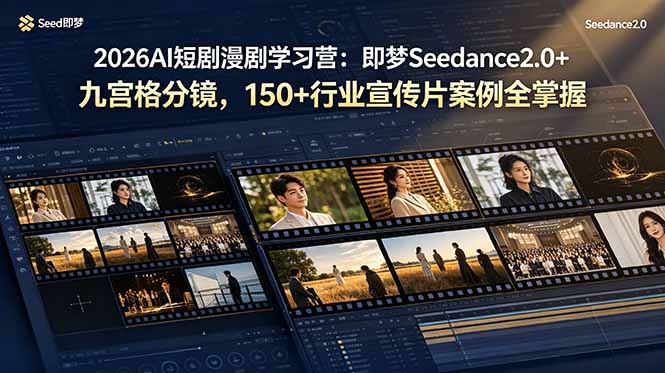 2026AI短剧漫剧学习营:即梦Seedance2.0+九宫格分镜,150+行业宣传片案例全掌握-云途创业网