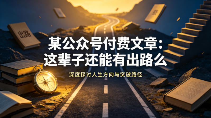 某公众号付费文章:这辈子还能有出路么-云途创业网