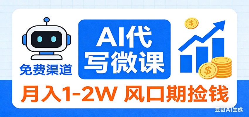 2026告别打工！AI 代写微课，提供免费渠道，月入 1-2W 风口期捡钱-云途创业网