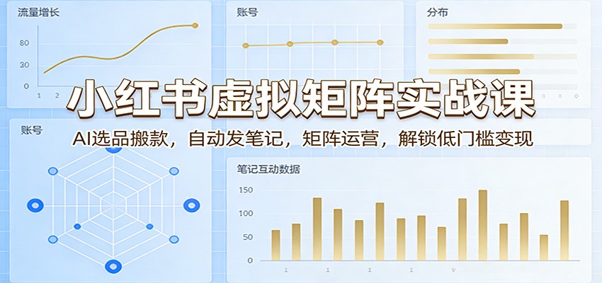 小红书虚拟矩阵实战课：AI选品搬款，自动发笔记，矩阵运营，解锁低门槛变现-云途创业网