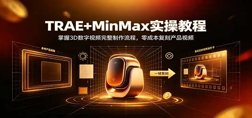 TRAE+MinMax实操教程：3D数字视频完整制作流程，零成本复刻产品视频-云途创业网
