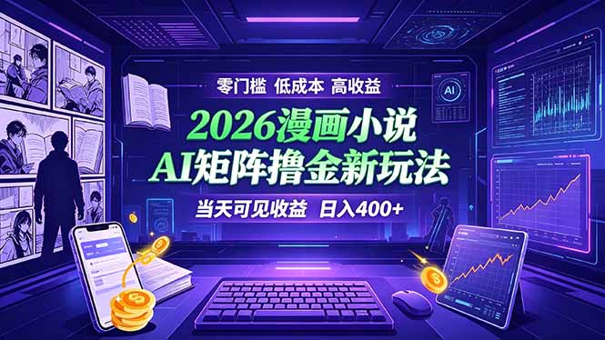 爆款小说漫画大阅读 ai矩阵操作 当天可见收益 日入400+ 零门槛 高收益-云途创业网