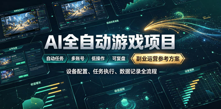 AI全自动游戏躺賺副业：日入几百，稳定运行三年的项目！【揭秘】