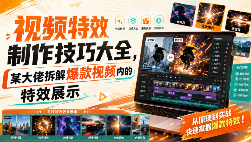 视频特效制作技巧大全，某大佬拆解爆款视频内的特效展示-云途创业网