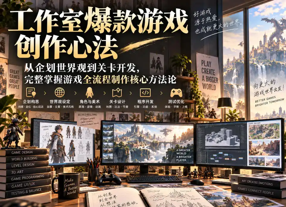 工作室爆款游戏创作心法｜从企划世界观到关卡开发，完整掌握游戏全流程制作核心方法论-云途创业网