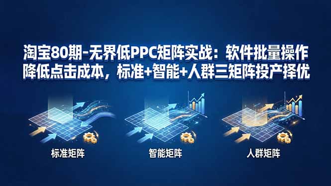 淘宝80期-无界低PPC矩阵实战:软件批量操作降低点击成本,标准+智能+人群三矩阵投产择优-云途创业网