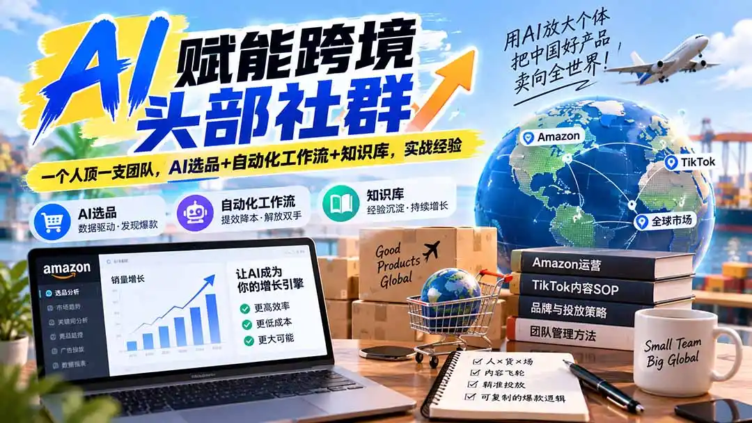 AI赋能跨境头部社群-更新9月：一个人顶一支团队，AI选品+自动化工作流+知识库，实战经验-云途创业网