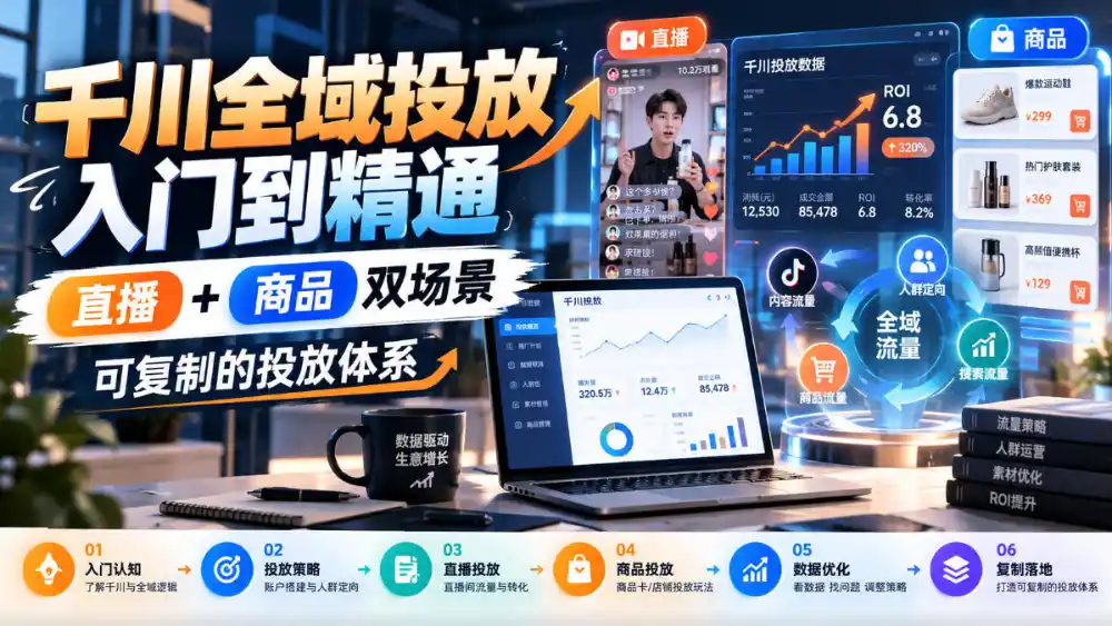 千川全域投放入门到精通，直播+商品双场景，可复制的投放体系(更新1026)-云途创业网