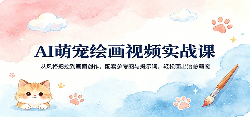 AI萌宠绘画视频实战课：从风格把控到画面创作，配套参考图与提示词，轻松画出治愈萌宠-云途创业网