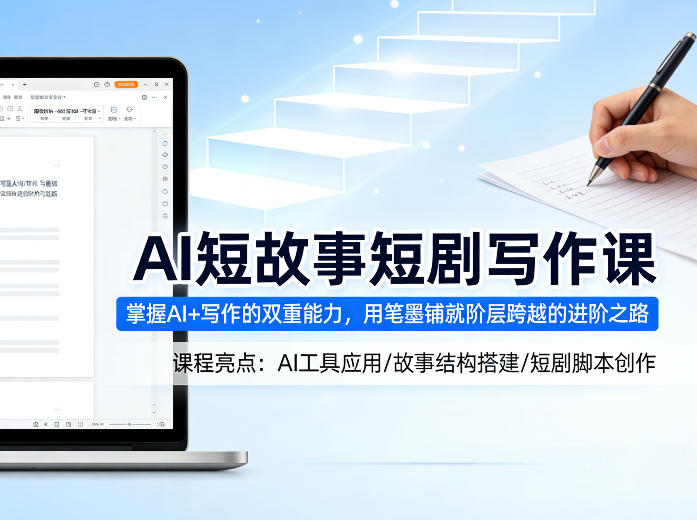 AI短故事短剧写作课，掌握AI+写作的双重能力，用笔墨铺就阶层跨越的进阶之路-云途创业网