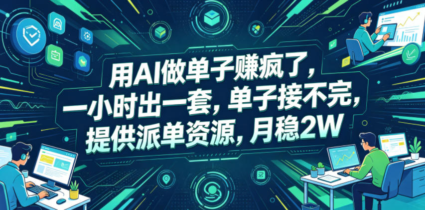 用AI做单子賺疯了，一小时出一套，单子接不完，提供派单资源，月稳2W【揭秘】-云途创业网