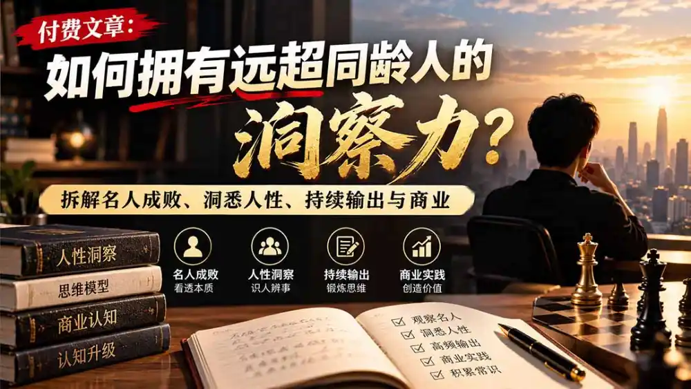 付费文章:如何拥有远超同龄人的洞察力?拆解名人成败、洞悉人性、持续输出与商业实践-云途创业网