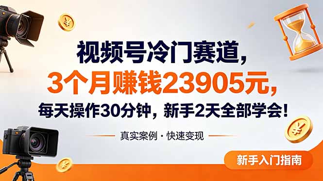 视频号冷门赛道，3个月变现23905元，新手2天学会 每天操作30分钟！-云途创业网
