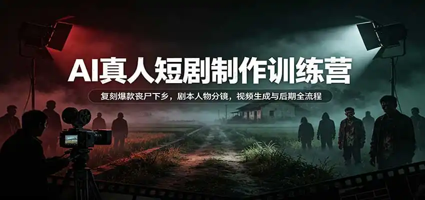AI真人短剧制作训练营：复刻爆款丧尸下乡，剧本人物分镜，视频生成与后期全流程-云途创业网