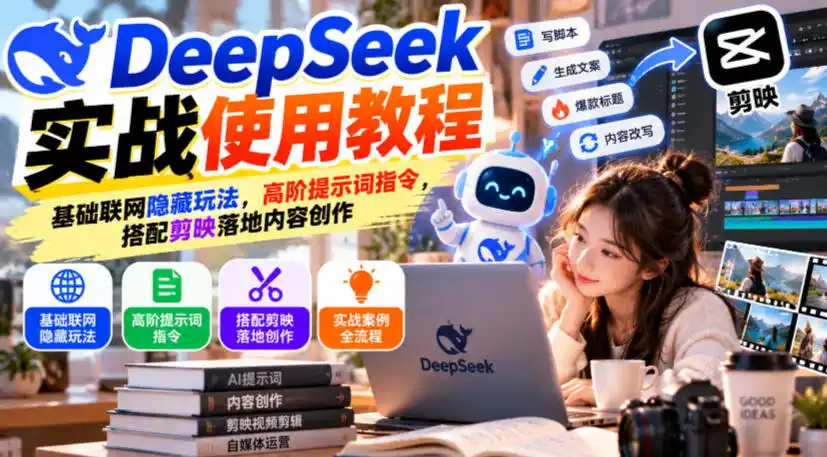 DeepSeek实战使用教程｜基础联网隐藏玩法，高阶提示词指令，搭配剪映落地内容创作-云途创业网