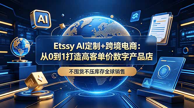 Etsy AI定制+跨境电商:从0到1打造高客单价数字产品店,不囤货不压库存全球销售-云途创业网
