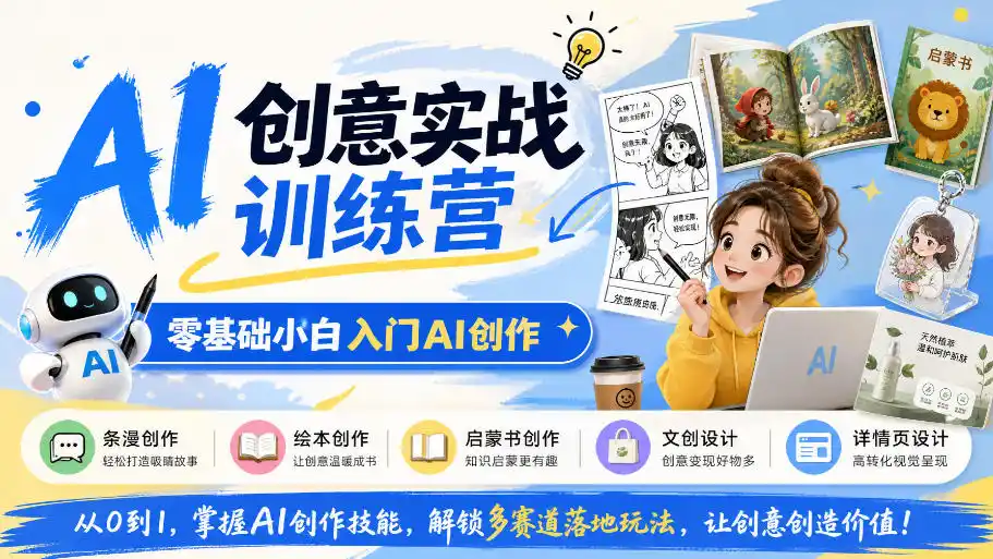 AI创意实战训练营，零基础小白入门AI创作，解锁条漫、绘本、启蒙书、文创、详情页多赛道落地玩法-云途创业网
