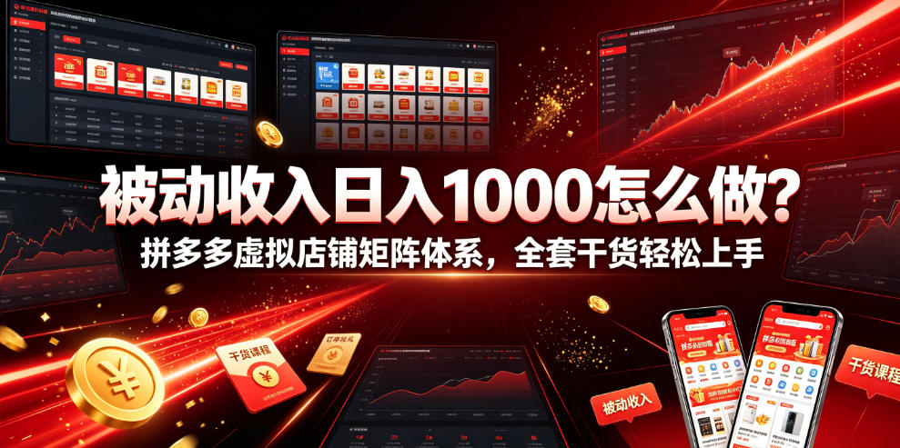 被动收入日入1000怎么做？拼多多虚拟店铺矩阵体系，全套干货轻松上手【揭秘】-云途创业网