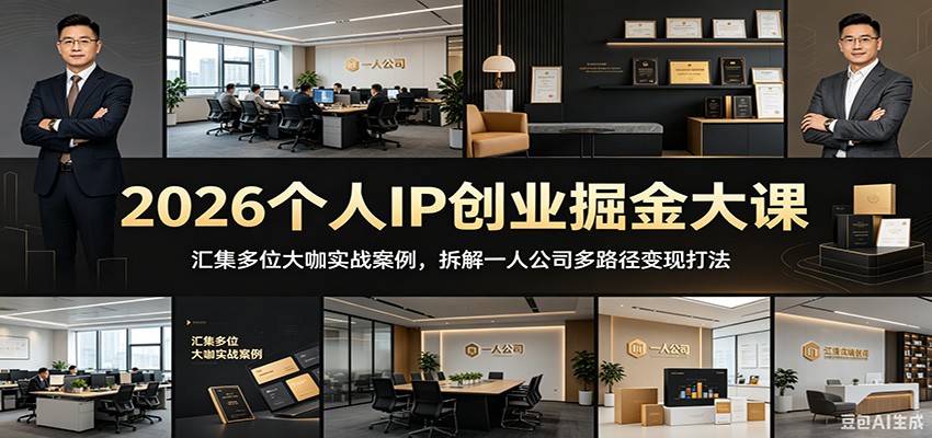 2026个人IP创业掘金大课：汇集多位大咖实战案例，拆解一人公司多路径变现打法-云途创业网