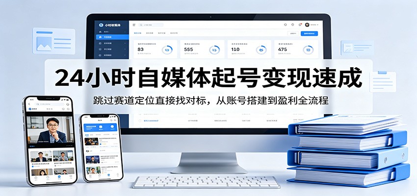 24小时自媒体起号变现速成，跳过赛道定位直接找对标，从账号搭建到盈利全流程-云途创业网