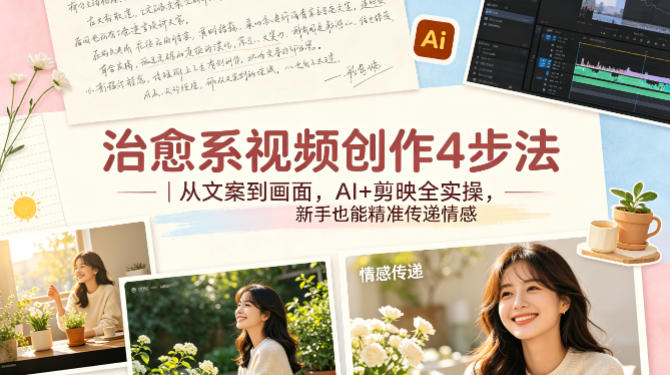 治愈系视频创作4步法|从文案到画面,AI+剪映全实操,新手也能精准传递情感-云途创业网