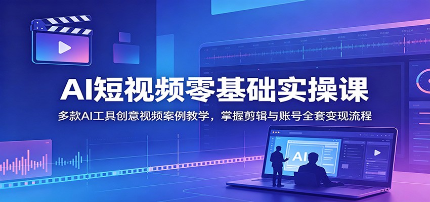 AI短视频零基础实操课：多款AI工具创意视频案例教学，掌握剪辑与账号全套变现流程-云途创业网