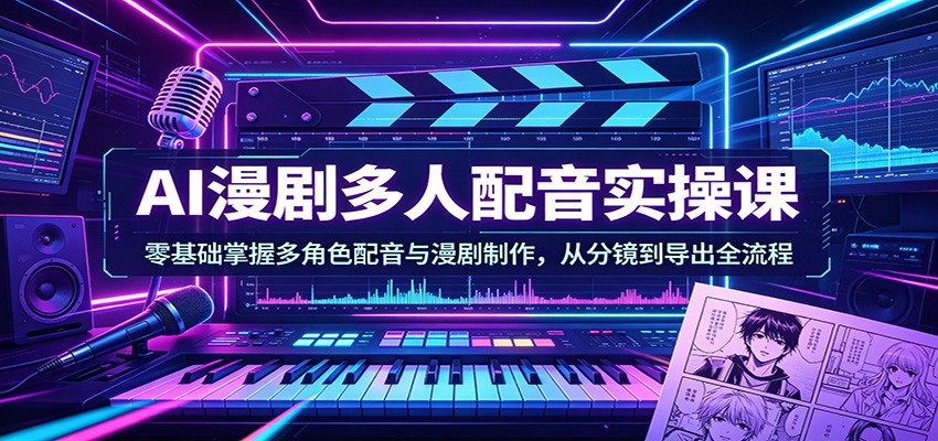 AI漫剧多人配音实操课：零基础掌握多角色配音与漫剧制作，从分镜到导出全流程-云途创业网
