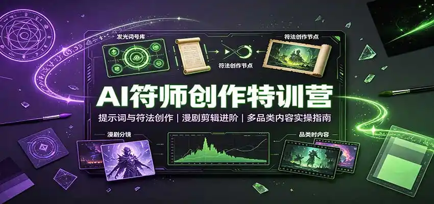 AI符师创作特训营：提示词与符法创作，漫剧剪辑进阶，多品类内容实操指南-云途创业网