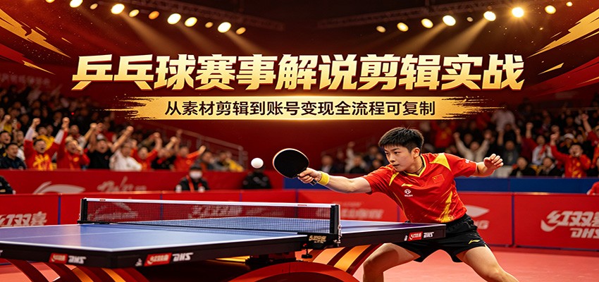 乒乓球赛事解说剪辑实战,从素材剪辑到账号变现全流程可复制-云途创业网
